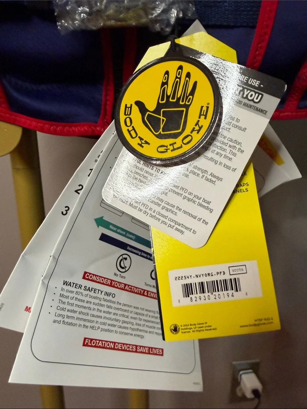 Body Glove- Kids Overboard Neoprene Life Vest - Navy with Yellow & Red Accents - Picture 6 of 16